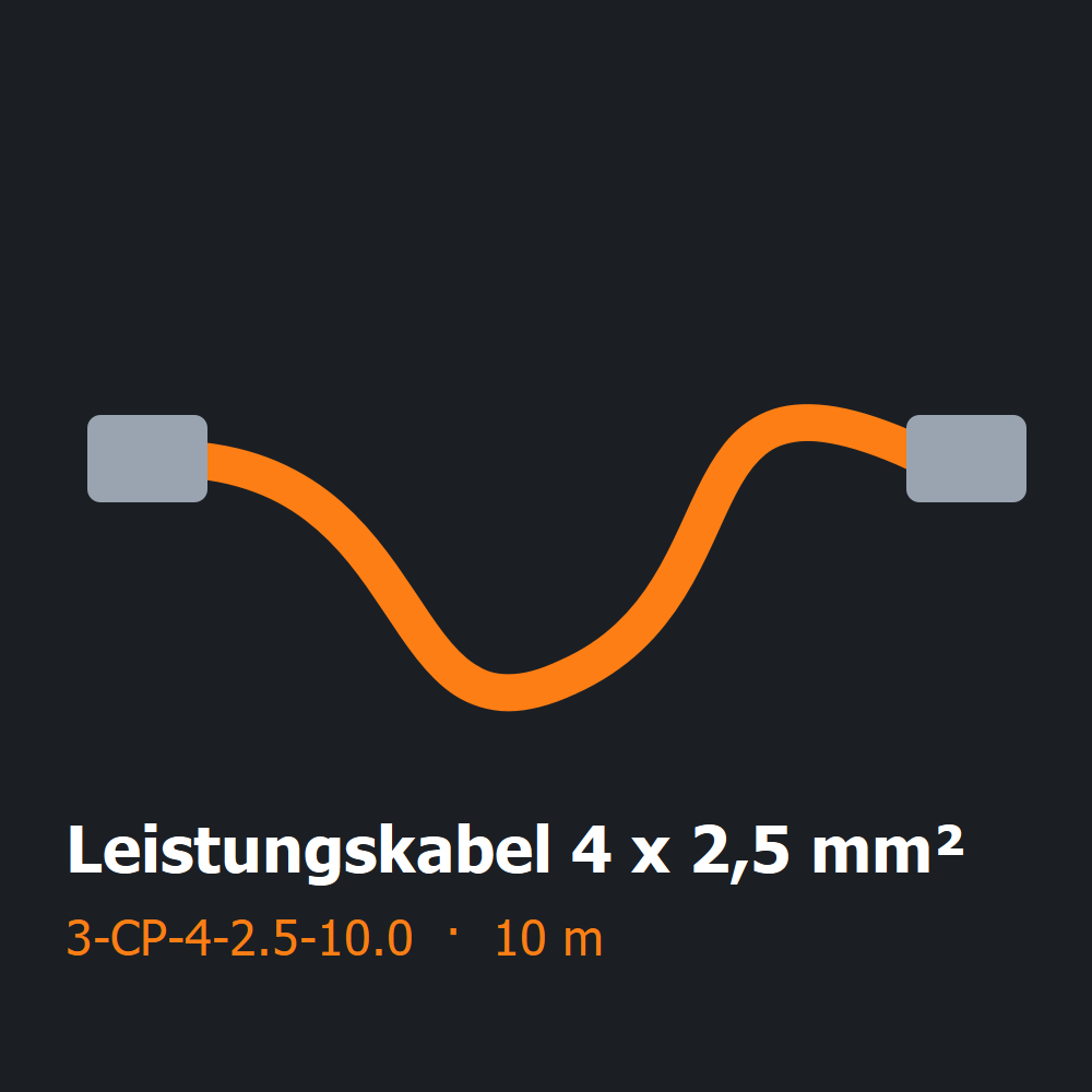 [3-CP-4-2.5-10.0] Leistungskabel 10 m, 4 × 2,5 mm², für Delta ECM-B3 Servomotor (3-CP-4-2.5-10.0)
